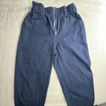 Banana Republic Banana Republic Womens Size 12 Navy Blue Elastic Waist Pants Cotton Linen Blend Photo 2