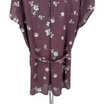Full Moon Segura Short Sleeve Tie Waist Maternity Blouse Light Purple Floral 2X Size undefined Photo 7