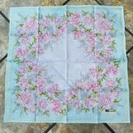 NIB Lancel Paris Feminine Floral Cotton Scarf Pocket Square Handkerchief Blue Photo 0