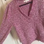 Loft Marled Ribbed V Neck Sweater in Light Fresh Magenta, Size large Photo 6