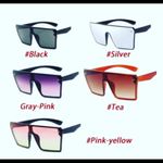 Silver metallic rectangular shield shades Gray Photo 10