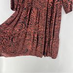 Line and Dot Silk Chiffon Printed Long Sleeve Tiered V Neck Midi Peasant Dress Photo 6