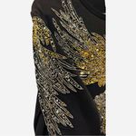Any Old Iron x Free People Golden Beady Eagle Hand Beaded Sweatshirt XXL $395 Black Photo 1
