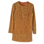 NEW STINE GOYA Odis Dress in Gold Sequins Long Sleeve Crewneck Size Small Formal Photo 3