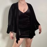 Alex Evenings Vintage 90s Black Velvet Petite Goth Formal Long Drape Shawl Photo 2