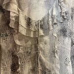 ZARA  Womens Gray Snake Print V Neck Ruffle Blouse 3/4 Sleeves Sheer Boho Fairy 🐍 Photo 1