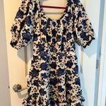 Ulla Johnson NWT Celia Blue Dress Lapis Floral Print Mini Puff Sleeve Photo 3