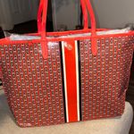 Tory Burch  Red and Black Patterned Tote Photo 0