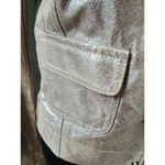 Bebe  Women's Metalic Beige 100% Leather Long Sleeve High Neck Front Zip Jacket L Photo 2