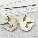 Sterling Silver Vintage  Chunky Dolphin Earrings Photo 2