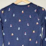 Lands' End  XS Sailboat Cardigan Navy Supima Cotton Nautical Preppy Coastal Core Photo 4