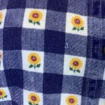 Vintage Quizz Sunflower Picnic Checked Button Down Shirt Size S Yellow Photo 4