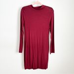 Boohoo NWOT  Burgundy Wine Long sleeve mock neck bodycon mini dress Crimson Small Photo 5