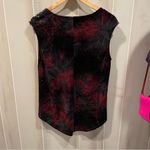Rock & Republic Cute burgundy black crushed velvet stretchy mesh metallic trim top Y2K oversized Photo 8