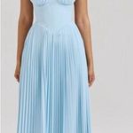 House Of CB  L A-C  ‘Marcella’ Ocean Blue Pleated Maxi‎ Dress NWOT size L Photo 0