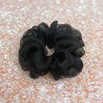 Black Crystal Organza Scrunchie Hair Tie Photo 0