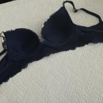 Cacique  Sz 38C Boost Plunge Push Up Padded Bra Blue With Yellow Flower Floral Photo 8