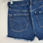 American Eagle  Tom Girl Denim Jean Shorts Sz 6 Dark Wash Distressed Raw Hem Photo 7