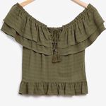 EXPRESS ✨ HP✨NWT Shadow Stripe tie up crop✨ Photo 0