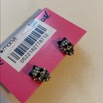 Betsey Johnson  Skull w Crown Pierced Earrings Rhinestones Photo 1