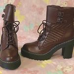 XOXO Burgundy Grunge fashion combat heeled boots (NEW) 10 Photo 1