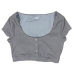 Alo Yoga Blissful Henley Bra Top Gray Ribbed Button Front Crop Small Activewear Photo 1