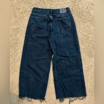 Pull&Bear High Rise Wide Leg Cropped Jeans Dark Black Size 6 Photo 2