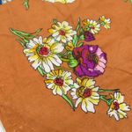 Vintage 60s Rust Floral Silk Square Scarf Wraps Photo 5