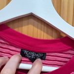 Topshop Size 6 Pink Striped Tie Front T-Shirt Top. Photo 2