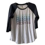 Peloton  Womens Size XL Multicolor Graphic Logo Henley Tee Blouse Photo 0