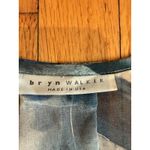 Bryn Walker  Blouse Womens 3X Blue Ivory Abstract Ruffle Sleeve Made USA Sheer Photo 1