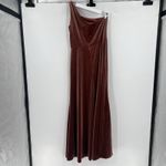 Jenny Yoo Cybill One Shoulder English Rose Rust Velvet Maxi Dress Gown Size 10 Photo 5