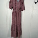 Max Studio  Cream/Red Geo Print  Maxi Dress Size Small NWT Photo 2