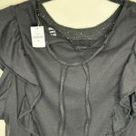 Gap NWT Organic Cotton Vintage Lace Flutter Sleeve Peplum Top BLACK XS Photo 5