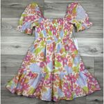 J. Marie Ava Mae Floral Square‎ Neck Ruched Tiered Dress 70’s Boho NWT Sz M Size M Photo 2