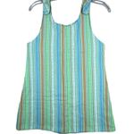 Handmade Dress Medium Green Blue Boho Hippie Striped Tunic Festival Sleeveless Photo 0