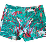 Talbots Petites Tropical Print Chino Shorts 10P Green Red Blue Mature Vacation Photo 0