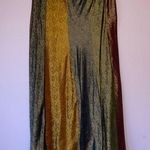 Chico's L Silk Blend Multicolor Satin Midi Skirt Boho Renaissance Photo 0