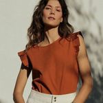 Anthropologie Mare Mare by Rust Orange Aimee Ruffled Blouse Women’s Size Med Photo 8
