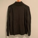 Lands' End Lands’ End Green Chunky Cable Knit Zip Up Mock Neck Sweater L 14-16 Regular Photo 6