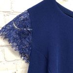 Dina Be Navy Classic Dina B Deep Navy Party Dress Blue Cut-Out Lace Back and Cap sleeve Photo 6