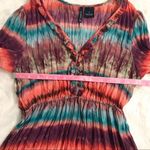 NEW DIRECTIONS Rainbow Tie Dye Babydoll Top Long Sleeve Y2K‎ Fairy 90s Small Orange Photo 6