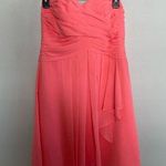 David's Bridal  Bridesmaid Dress Coral Pink Sweetheart Pleated Chiffon Ruffle Sz10 Photo 0