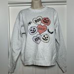 Cute Girlie Gray Faded Halloween Candy Hearts Women’s Sweatshirt Size Large Photo 0