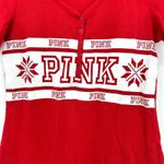 PINK - Victoria's Secret  Size Small Top Shirt Red Waffle Weave Holiday Sleepwear‎ Photo 4