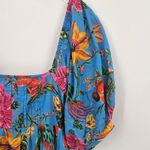 Farm Rio Toucans Garden Blue Floral Puff Sleeve Open Back Midi Dress XS Photo 5