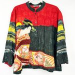 Chico's Womens Vintage 90s Japan Geisha Mandarin Collar 100% Silk Blouse Size L Photo 0