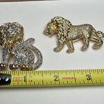 Rhinestone Lion Wild Cat Brooch Pin Lot Of 2 Photo 4