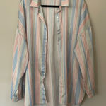 Boohoo  Blue and Pink Casual Button Down Shirt Size 16 Photo 0