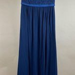 David's Bridal Size 2 Marine Lace Strapless Maxi Dress Wedding Guest Bridesmaid Photo 0